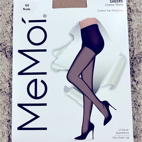 NWT MEMOI CRYSTAL SHEER SHAPER PANTYHOSE CONTROL TOP TIGHTS IN NUDE - Picture 2 of 6